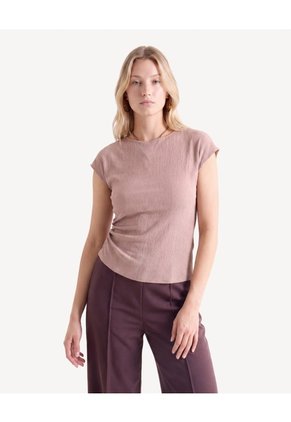 Camiseta Con Recogido  Para Mujer Rosado Seven Seven