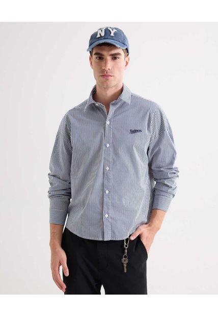 Camisa Para Hombre Manga Larga Sin Bolsillo Cuello Casual M Color Gris Marca Seven Seven #45012153