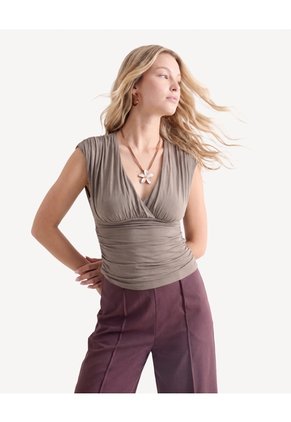 Camiseta Cuello V Para Mujer Verde Seven Seven