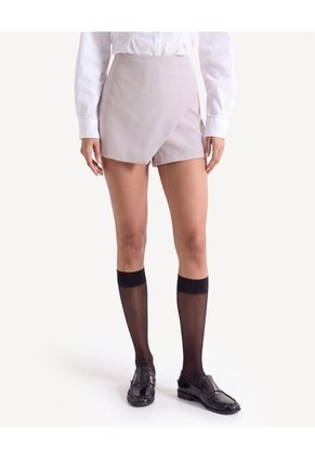 Falda Short Con Cruce Frontal Para Mujer Taupe Seven Seven