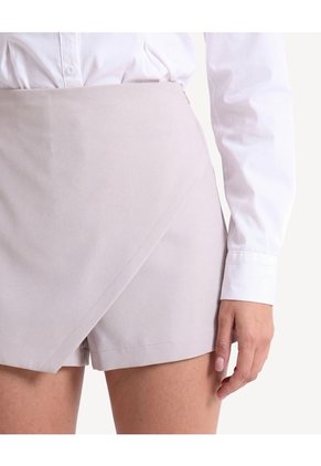 Falda Short Con Cruce Frontal Para Mujer Taupe Seven Seven
