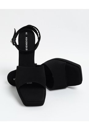 Sandalias Tacón Plataforma  Para Mujer Negro Seven Seven