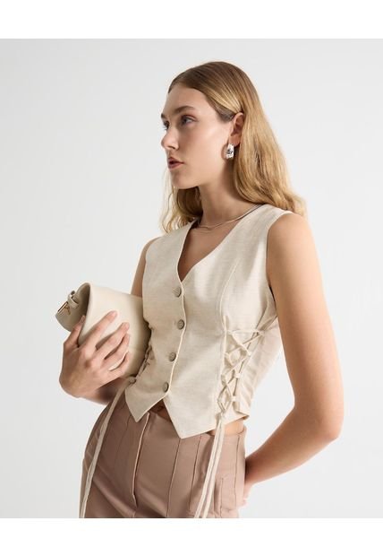 Chaleco Para Mujer Plano Color Crema Marca Seven Seven #28250138