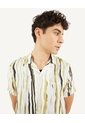 Camisa Resort Rayas Distorsión  Para Hombre Amarillo Seven Seven de Seven Seven
