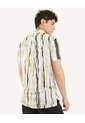 Camisa Resort Rayas Distorsión  Para Hombre Amarillo Seven Seven de Seven Seven