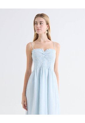 Vestido Midi Tiras Rayas Para Mujer Azul Seven Seven