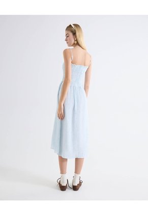 Vestido Midi Tiras Rayas Para Mujer Azul Seven Seven