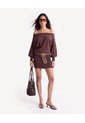 Vestido Kimono Off Shoulder De Punto  Para Mujer Café Seven Seven de Seven Seven