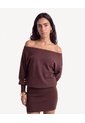 Vestido Kimono Off Shoulder De Punto  Para Mujer Café Seven Seven de Seven Seven