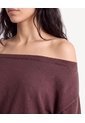 Vestido Kimono Off Shoulder De Punto  Para Mujer Café Seven Seven de Seven Seven