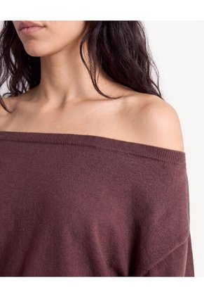 Vestido Kimono Off Shoulder De Punto  Para Mujer Café Seven Seven