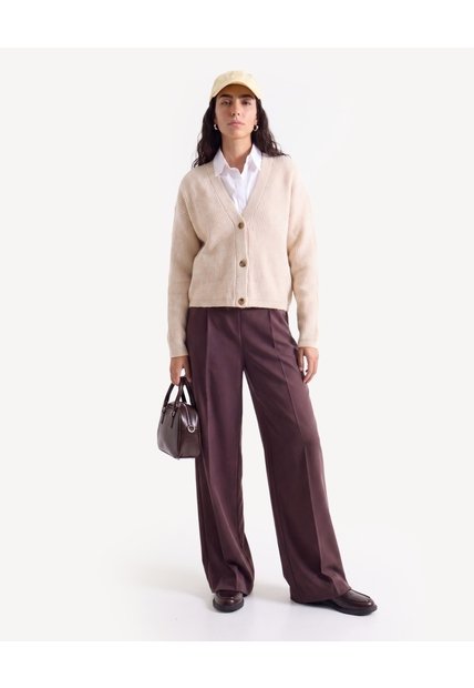 Saco Cardigan Tejido Con Tres Botones  Para Mujer Arena Seven Seven