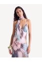 Vestido Maxi De Mesh Con Corbata  Para Mujer Rosa Seven Seven de Seven Seven