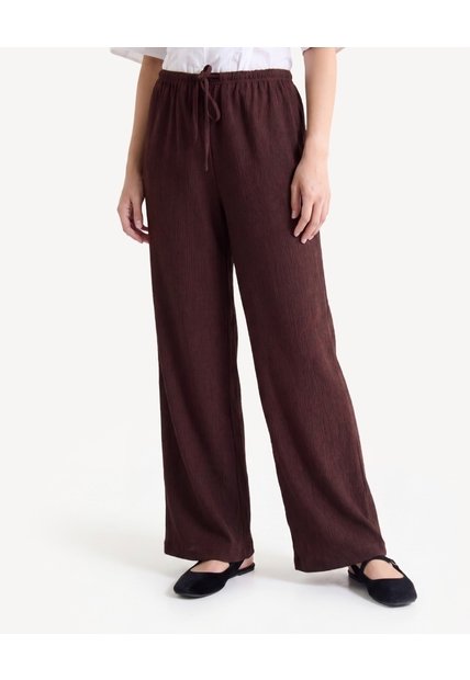 Pantalón Suelto Con Cordón Ajustable  Para Mujer Café Seven Seven