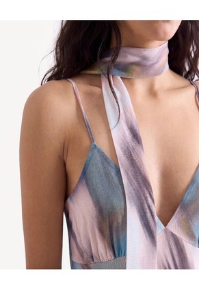 Vestido Maxi De Mesh Con Corbata  Para Mujer Rosa Seven Seven