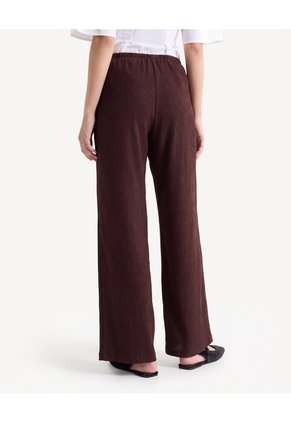 Pantalón Suelto Con Cordón Ajustable  Para Mujer Café Seven Seven
