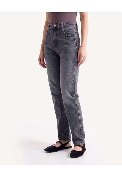 Jean Mom Efecto Desgastado  Para Mujer Gris Seven Seven