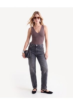 Jean Mom Efecto Desgastado Para Mujer Gris Seven Seven