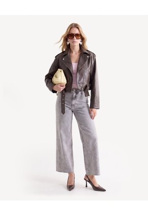 Jean Retro Tiro Alto  Para Mujer Gris Seven Seven