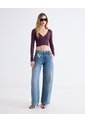 Jean Wide Leg Tono Medio Dirty  Para Mujer Azul Seven Seven de Seven Seven