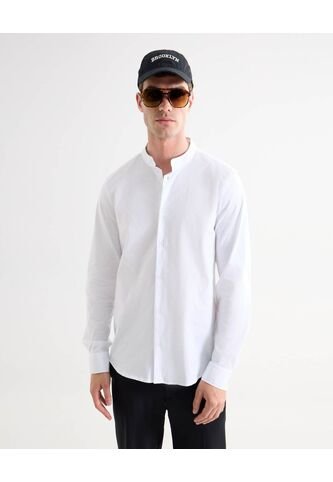 Camisa Para Hombre Manga Larga Sin Bolsillo Cuello Neru Color Hueso Marca Seven Seven #45012152 Seven Seven