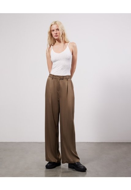 Pantalón Clásico De Pinzas  Para Mujer Verde Seven Seven
