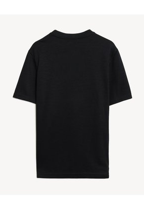 Camiseta Regular En Rib  Para Hombre Negro Seven Seven