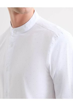 Camisa Para Hombre Manga Larga Sin Bolsillo Cuello Neru Color Hueso Marca Seven Seven #45012152