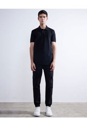 Polo Para Hombre Cuello Tejido  Color Negro Marca Seven Seven #45110813