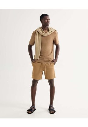 Camiseta Para Hombre Manga Corta Cuello Redondo Color Camel Marca Seven Seven #45092680