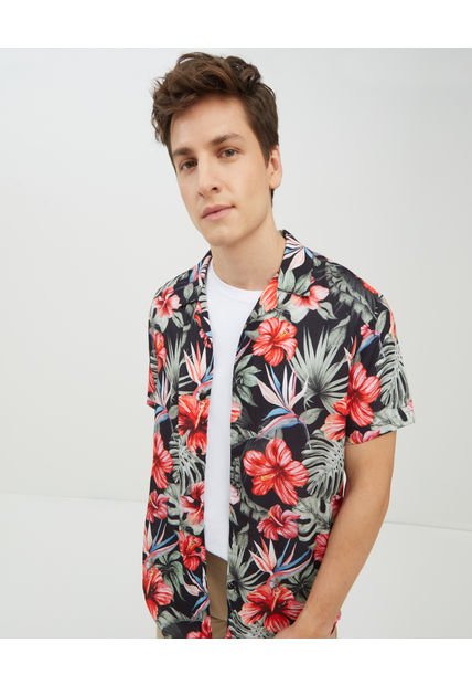 Camisa Para Hombre Manga Corta  Color Negro Marca Seven Seven #45011694