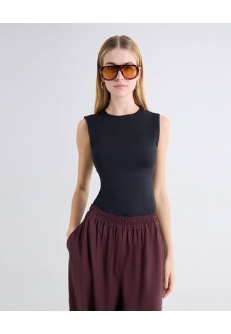 Camiseta Acanalada Escote Redondo  Para Mujer Negro Seven Seven Seven Seven