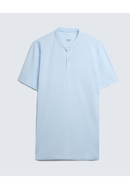 Polo Para Hombre Cuello Mao  Color Celeste Marca Seven Seven #45110857