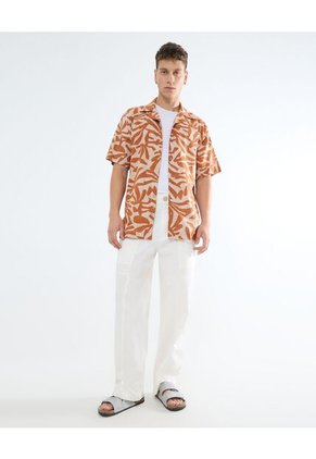 Camisa Para Hombre Manga Corta Color Naranja Marca Seven Seven #45012073