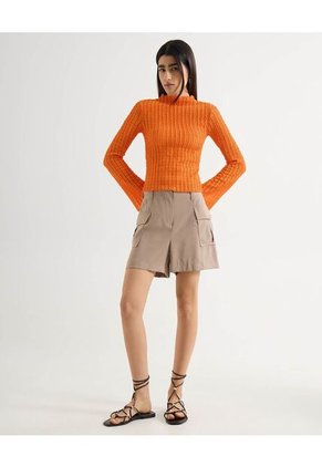 Camiseta Para Mujer Manga Larga Cuello Alto Color Naranja Marca Seven Seven #28096283