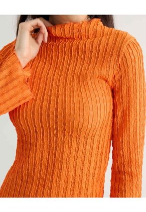 Camiseta Para Mujer Manga Larga Cuello Alto Color Naranja Marca Seven Seven #28096283