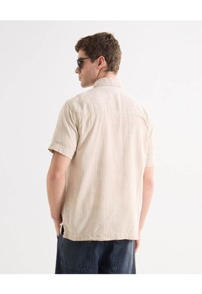 Camisa Para Hombre Manga Corta Sin Bolsillo Cuello Casual M Color Beige Marca Seven Seven #45012144