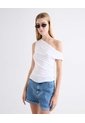 Camiseta Asimétrica Recogidos Delanteros  Para Mujer Blanco Seven Seven de Seven Seven