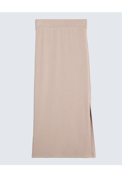 Falda Midi Acanalada  Para Mujer Taupe Seven Seven