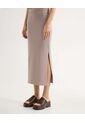 Falda Midi Acanalada  Para Mujer Taupe Seven Seven de Seven Seven