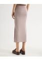Falda Midi Acanalada  Para Mujer Taupe Seven Seven de Seven Seven