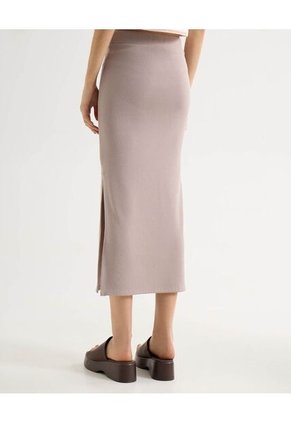 Falda Midi Acanalada  Para Mujer Taupe Seven Seven