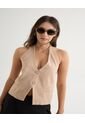 Chaleco Escapalda Escotada  Para Mujer Taupe Seven Seven de Seven Seven