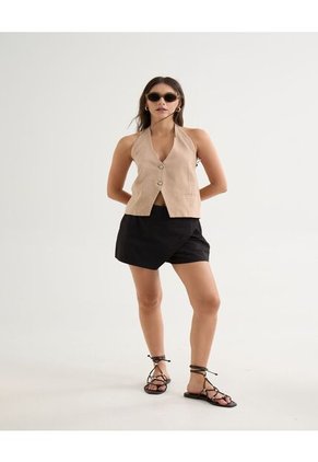 Chaleco Escapalda Escotada  Para Mujer Taupe Seven Seven