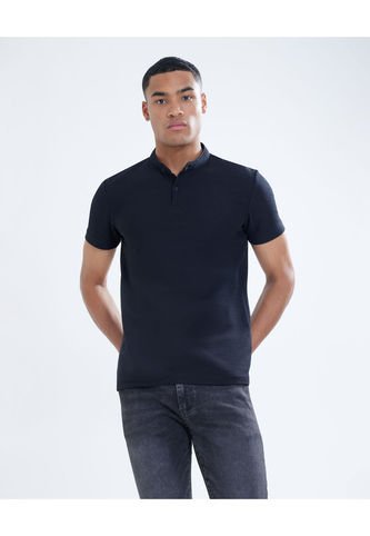 Polo Para Hombre Cuello Mao  Color Negro Marca Seven Seven #45110792 Seven Seven