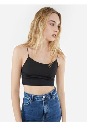 Crop Top De Tiras  Para Mujer Negro Seven Seven
