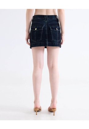 Falda Mini En Denim Oscuro  Para Mujer Negro Seven Seven