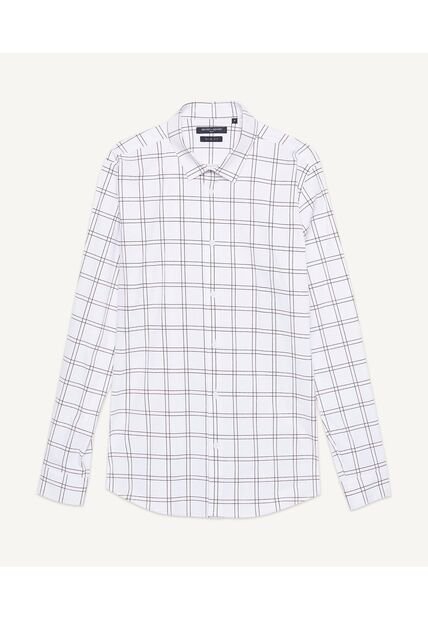 Camisa Cuello Gales  Para Hombre Blanco Seven Seven