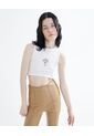 Camiseta  Para Mujer Crop Top Manga Sisa Color Crema Marca Seven Seven #28095659 de Seven Seven