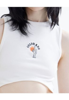 Camiseta  Para Mujer Crop Top Manga Sisa Color Crema Marca Seven Seven #28095659